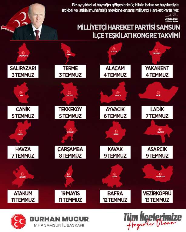 MHP Samsun’da İlçe Kongreleri Başlıyor